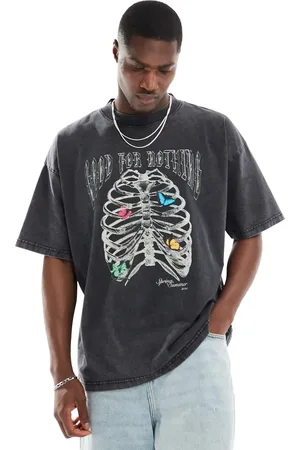 Good For Nothing Oversized washed t-shirt with rib chest print in