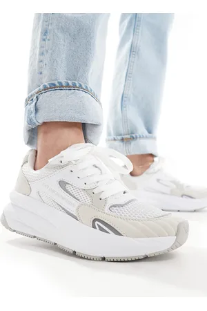 EA7 Armani logo mixed fabric trainers in /grey
