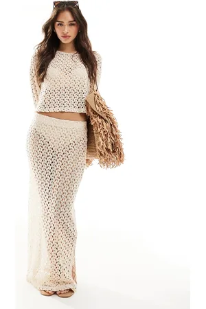 ONLY Crochet maxi skirt co-ord in cream