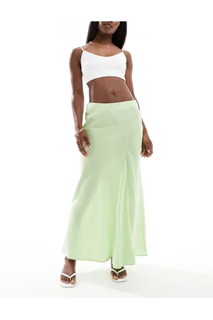 VERO MODA Seam detail fluid maxi skirt in lime