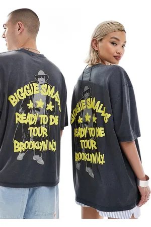 ASOS Unisex oversized t-shirt in washed with Biggie Smalls puff print