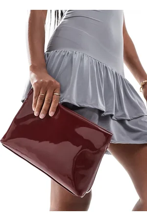 ASOS Zip top clutch in burgundy