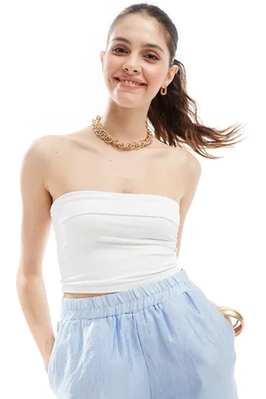 Stradivarius Seamless fold over bandeau top in