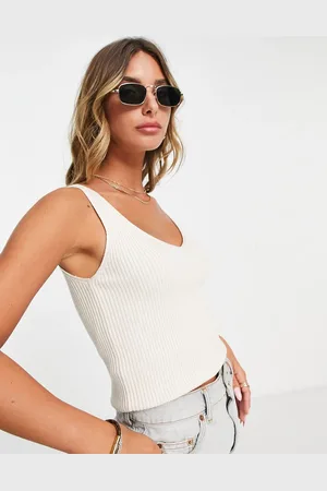 VERO MODA Knitted v-neck top in birch