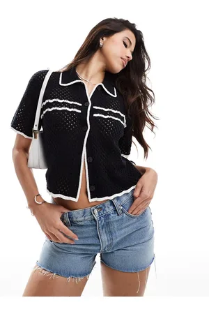 Abercrombie & Fitch Crochet short sleeve polo with tipping in