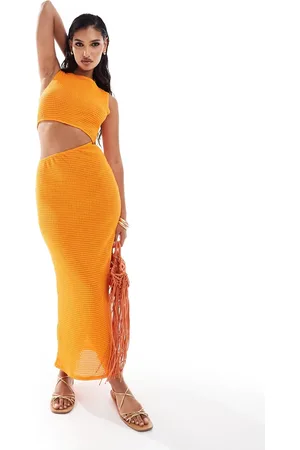 ASOS Textured cutout sleeveless midi dress in