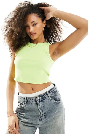 HUGO BOSS BOSS ribbed cropped vest in lime