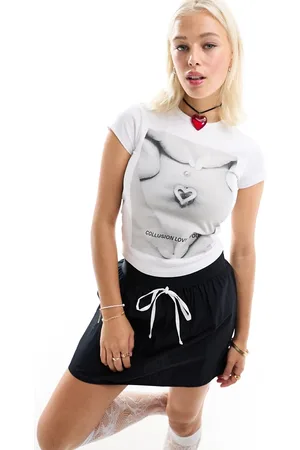 COLLUSION Cap sleeve graphic t-shirt in