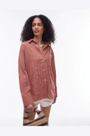 Topshop Beach long sleeve shirt in blush