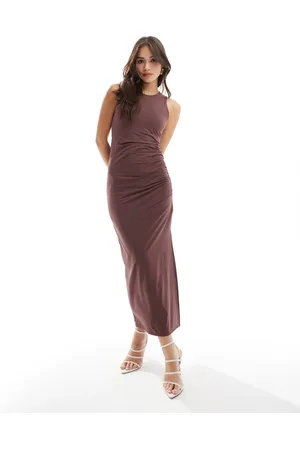 New Look Slinky ruched side maxi dress in