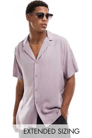 ASOS Relaxed viscose shirt with deep revere collar in mauve