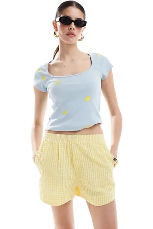 ASOS Scoop neck baby t-shirt with lemon embroidery in light