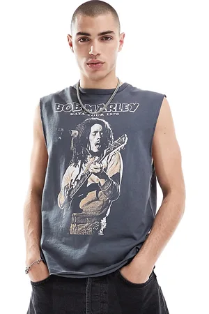 Reclaimed Bob Marley licensed tank in washed charcoal