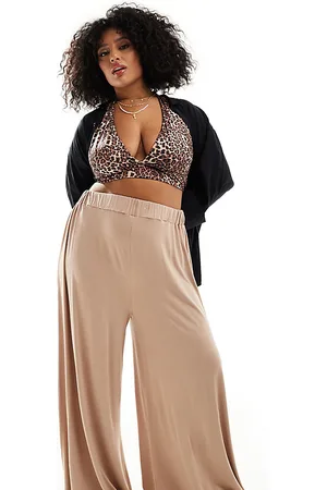 ASOS Curve jersey palazzo beach trouser in cream