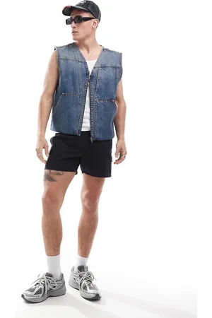 Weekday Astoria denim zip through vest in steel wash