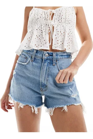 Abercrombie & Fitch Curve Love mom fit denim shorts in light