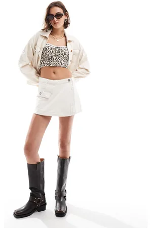 ONLY Twill skort with cargo pocket detail in ecru
