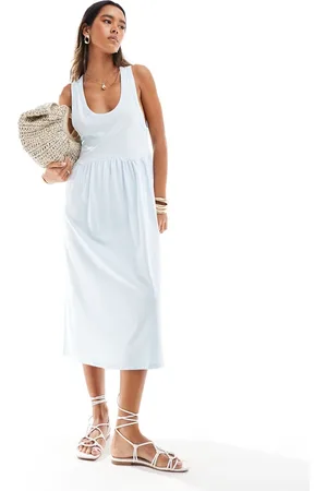ASOS Scoop neck smock midi dress in icy