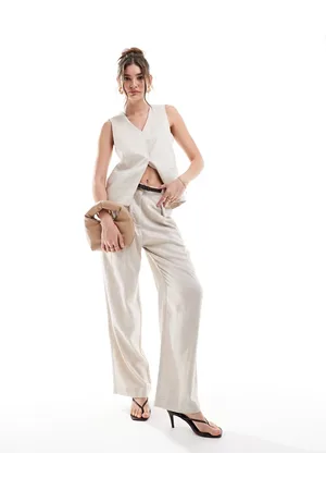 ASOS Premium trouser with linen in natural