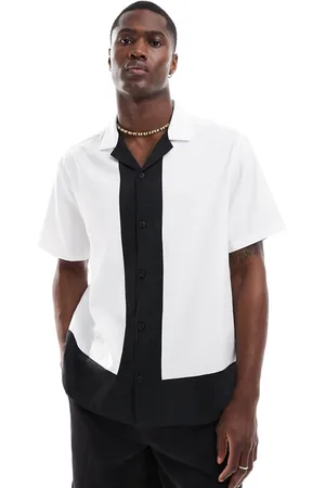 ASOS Oversized shirt with black contrast panels in off