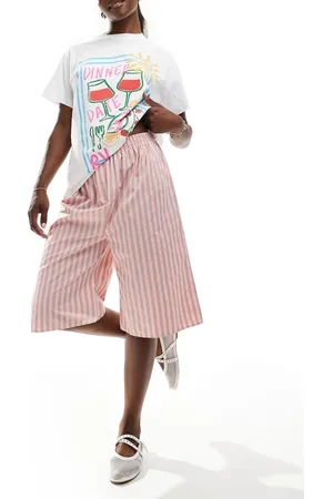 COLLUSION Poplin longline shorts in stripe