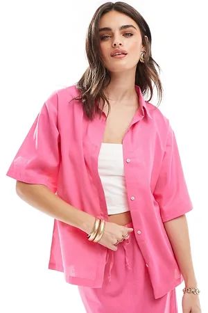 Esmée Esmee linen oversized short sleeve beach shirt co-ord in bright