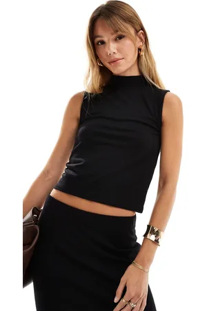 VERO MODA Cropped ribbed high neck jersey top co-ord in