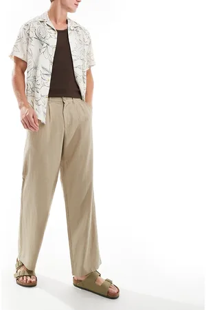 ADPT. Loose fit linen mix trousers in beige