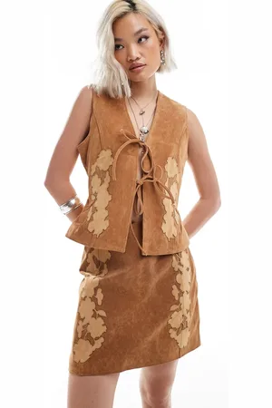 Reclaimed Limited edition western suede tie front waistcoat