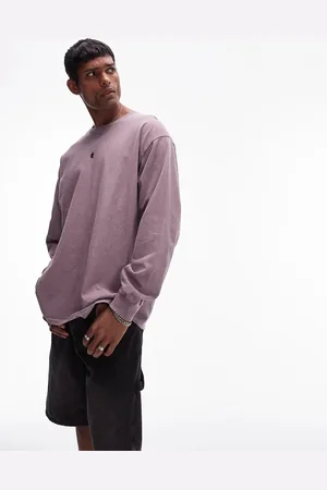 Topman Vintage wash long sleeve t-shirt in lilac