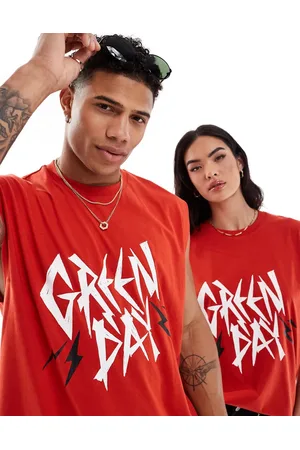 ASOS Unisex oversized license vest with Green Day print in red