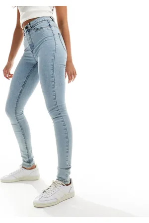 Noisy May Callie high waist skinny jeans in light acid wash