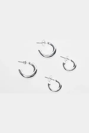Pieces® 2-pack everyday hoop earrings in plated sterling