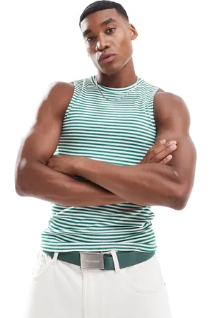 ASOS Muscle fit tank vest in green stripe