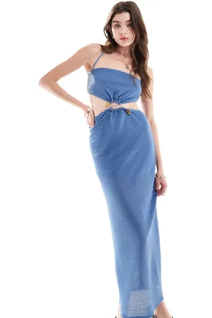 ASOS Bead trim cutout bandeau crochet midi dress in