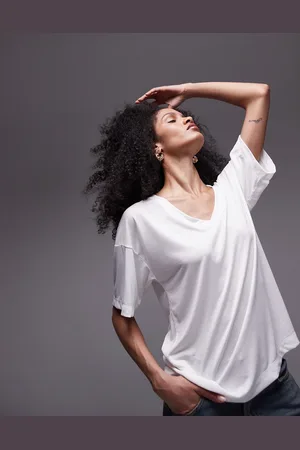 Topshop Premium slouchy v neck tee in