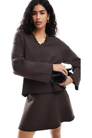 Object Oversized v neck jumper co-ord with contrast trim in