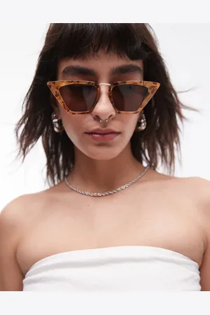Topshop Clove angled cat eye sunglasses in orange tort