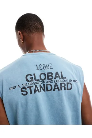 ASOS Oversized tank in heavyweight 220gsm washed with back text print