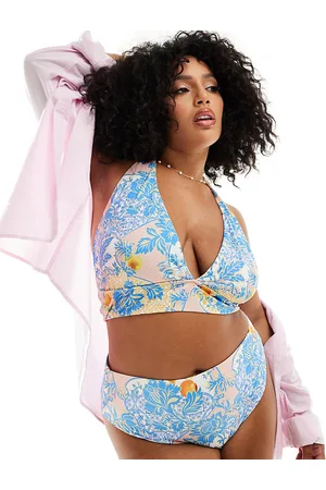 ASOS Curve Hailey high apex triangle bikini top in baroque