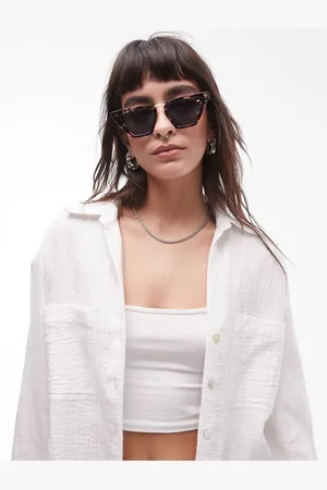Topshop Clove angled cat eye sunglasses in dark tort