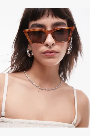 Topshop Lilian oversized cat eye glasses in brown tort
