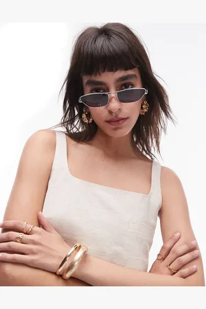Topshop Rowan angled metal cat eye sunglasses in