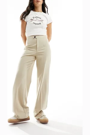 Pull&Bear High waisted tailored trouser in beige