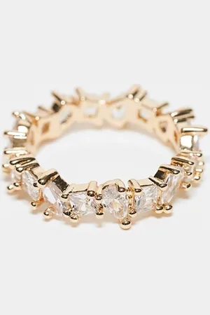 ASOS Ring with mixed shape cubic zirconia crystal in tone