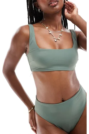 ASOS Hazel crop bikini top in khaki
