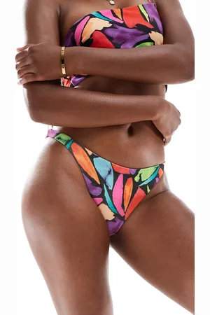 ASOS Lillie high leg hipster bikini bottom in abstract print