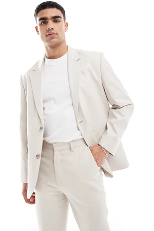 ASOS Relaxed throw on suit jacket in light with linen texture