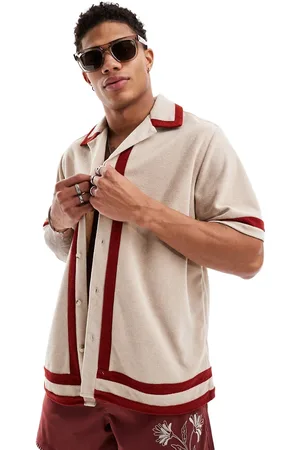 ASOS Relaxed revere panelled towelling shirt in
