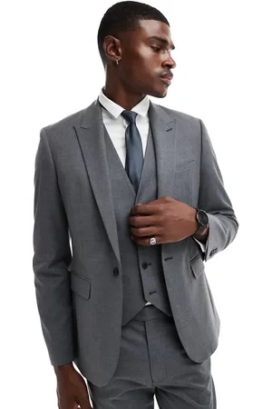 ASOS Skinny fit suit jacket with wool in charcoal